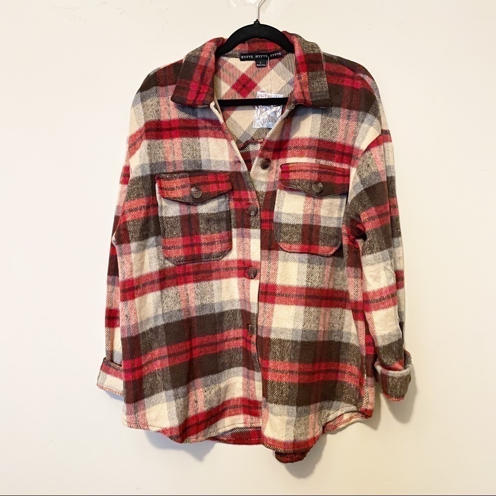 HYFVF NWOT Red Plaid Western Shacket Cowgirl Rodeo Americana Rustic Ranch